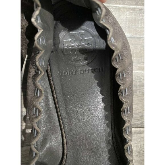 TORY BURCH EDDIE Gray Snake Print Slip On Ballet Flats Shoes Womens Sz 7 - Picture 4 of 7